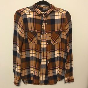 Mossimo Brown Plaid Button Down Shirt